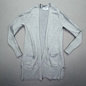 Old Navy Cardigan Women XS Good Gray Open Front Knit Longline Pockets